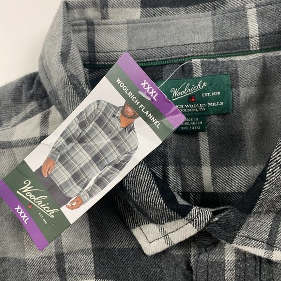NEW Lot of 2 Woolrich Flannel Shirt Men's 3XL Granite Plaid Deep Navy Plaid - Picture 12 of 15